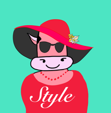 A cow wearing a hat and sunglasses Description automatically generated with medium confidence