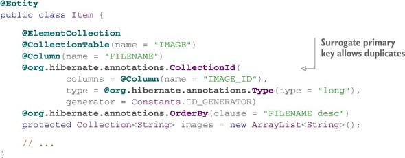 Hibernate collection mapping annotation on sale example