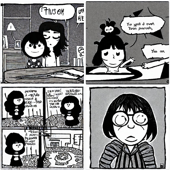 A comic strip of a child

AI-generated content may be incorrect.