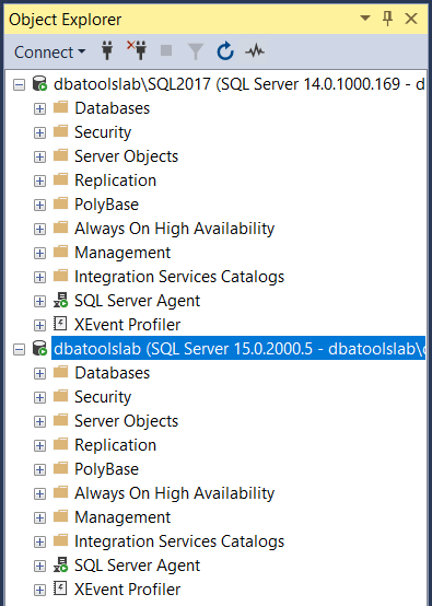 SQL Servers in SSMS