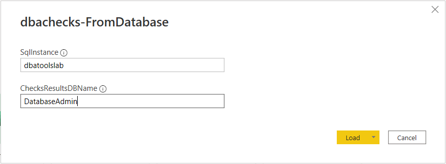 PowerBI Connection configuration popup