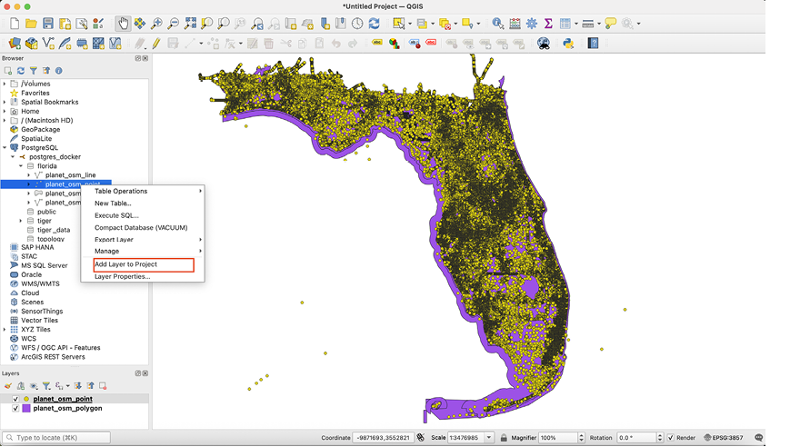 A map of florida with purple and yellow dots

AI-generated content may be incorrect.