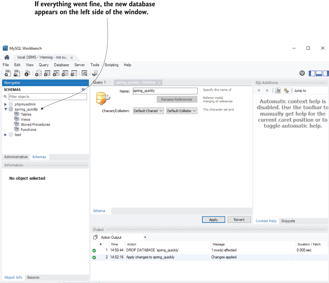 Appendix E. Installing MySQL and creating a database · Spring Start Here