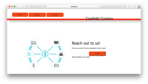 Example contact page for Confetti Cuisine