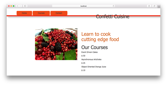 View of courses page