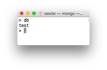 MongoDB shell viewing current test database