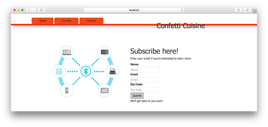 Listing subscription form in confetti cuisine