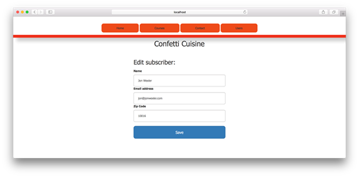 Subscriber edit page on the browser