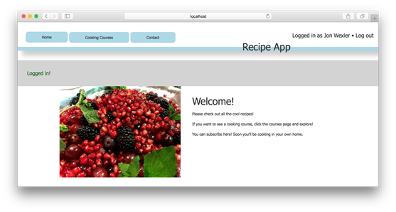 Example a successful login in the browser