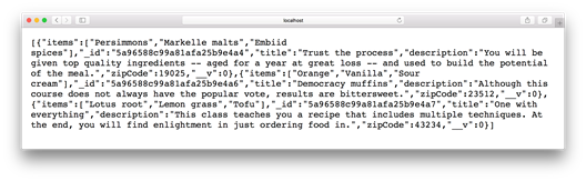 Display of JSON course results in browser