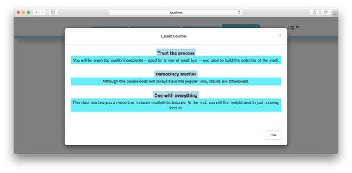 Populating course data within modal