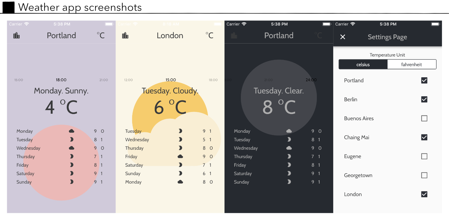 weather app screenshots