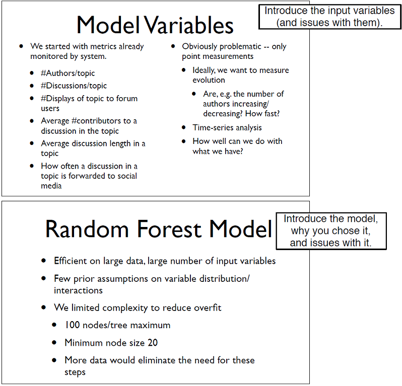Discussing model inputs and modeling approach