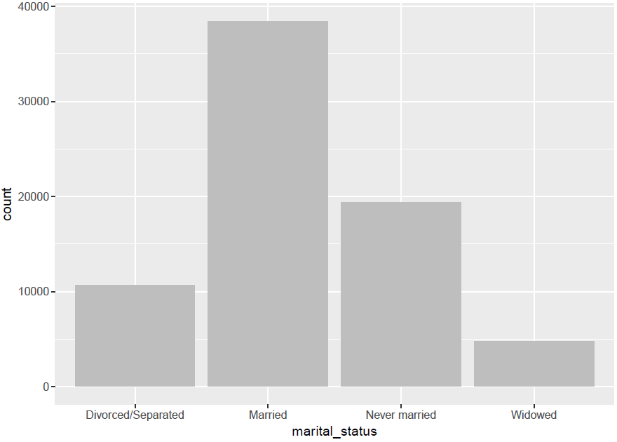Bar charts show the distribution of categorical variables.