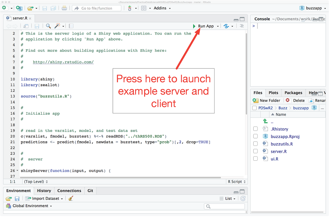 Launching the Shiny server from RStudio